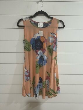 Sleeveless Peach Floral Midi Dress